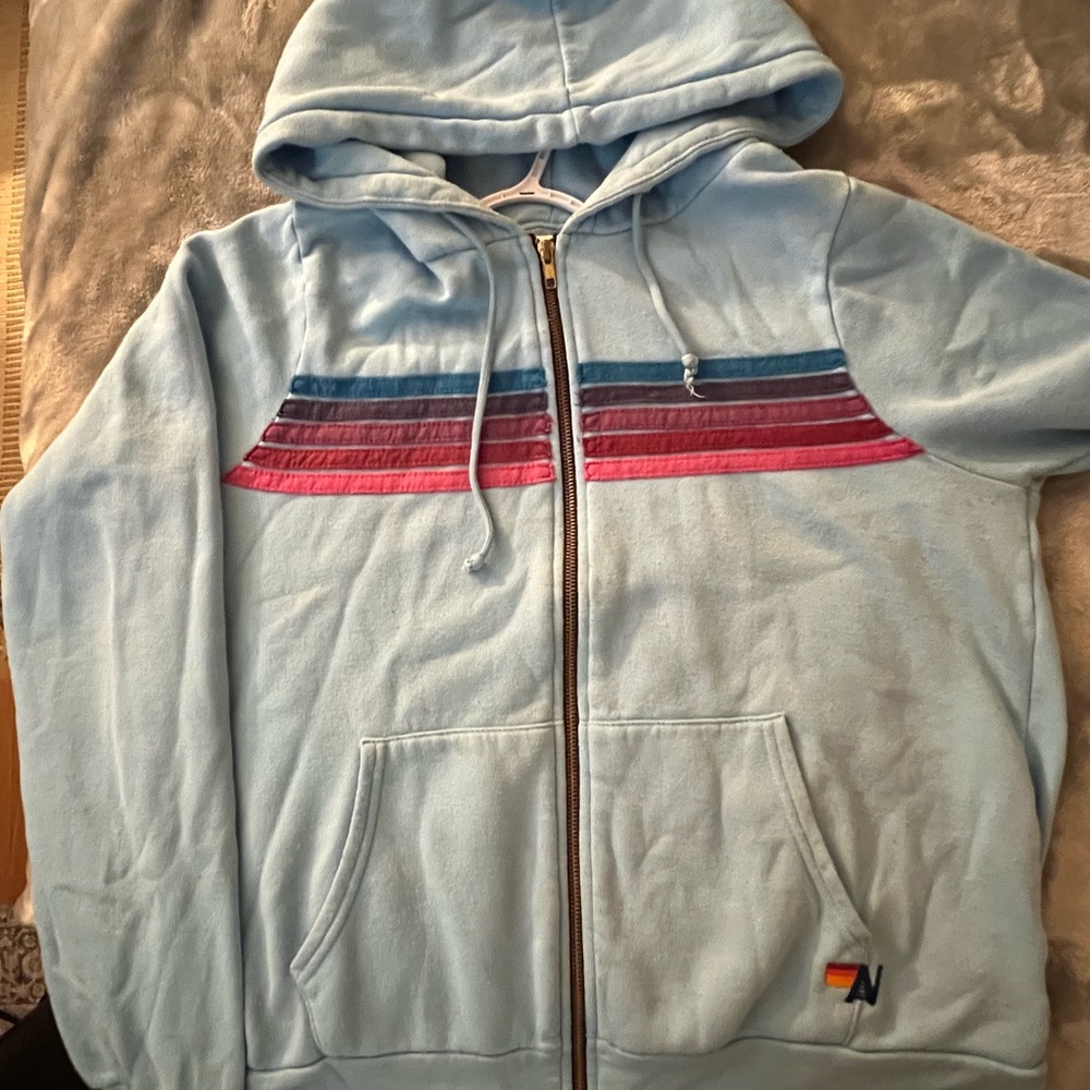 Aviator Nation Blue Hoodie with Yellow Accents